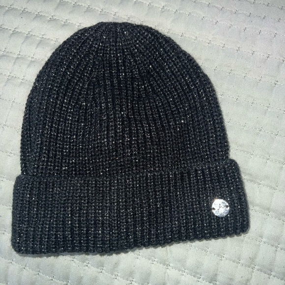 Black Scarf and Hat Set with White and Silver Glitter Accents- NWOT - Picture 2 of 7